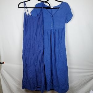 Blue flowy dress with slip